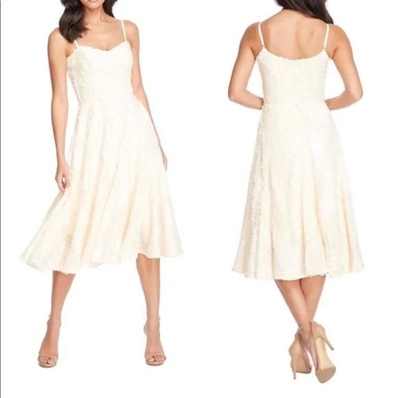 SOLD NWT Dress The Population Cream Flora Sequin Dress - Picture 2 of 3